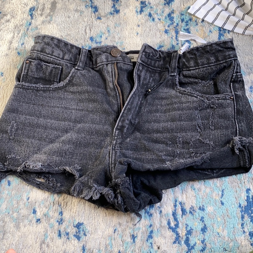 Zara black mini denim shorts